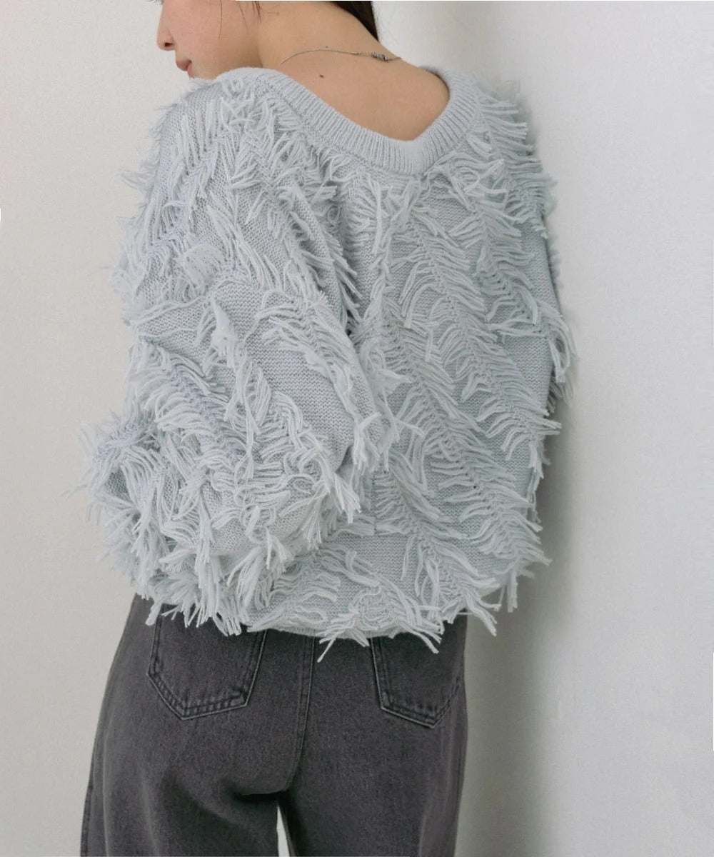 Bab 2-Way Shaggy Knit Top (Front and Back)