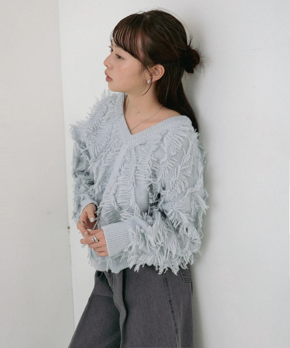 Bab 2-Way Shaggy Knit Top (Front and Back)