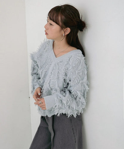 Bab 2-Way Shaggy Knit Top (Front and Back)