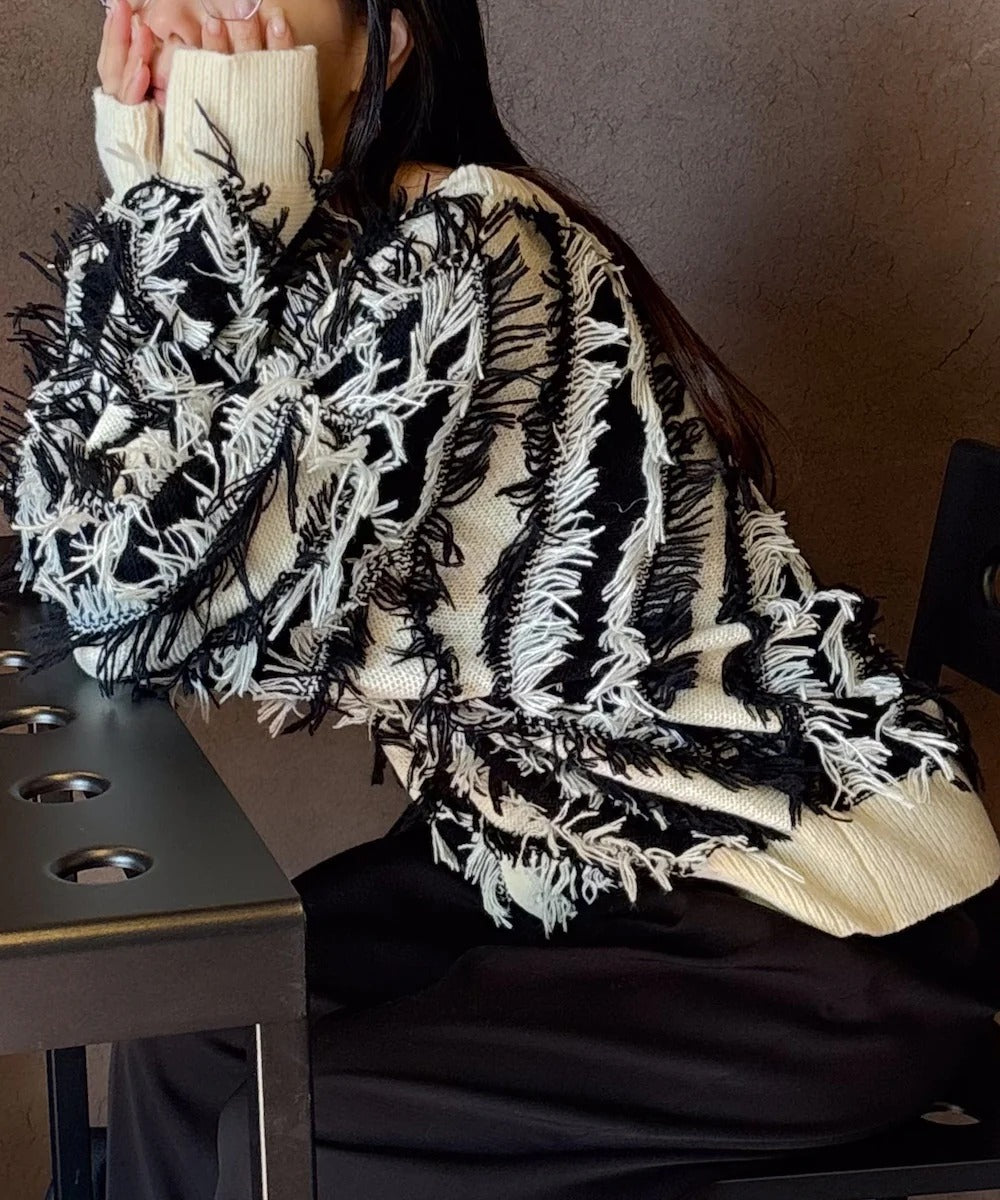 Bab 2-Way Shaggy Knit Top (Front and Back)