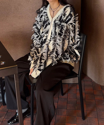 Bab 2-Way Shaggy Knit Top (Front and Back)