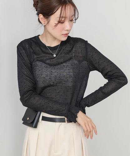 Women’s Polka Dot Long Sleeve Top – Soft Fitted Style