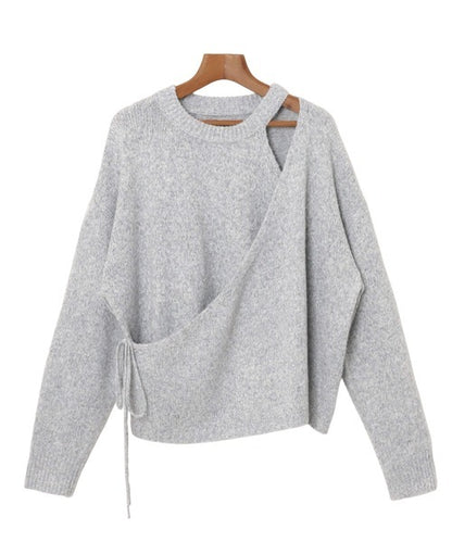 evernavy Faux Layered Long Sleeve Knit Top
