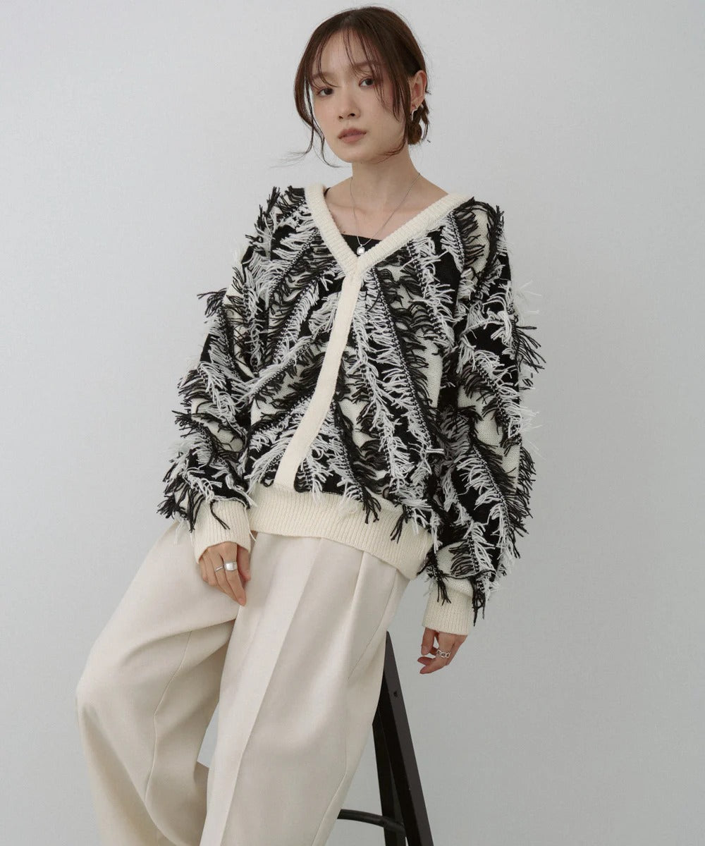 Bab 2-Way Shaggy Knit Top (Front and Back)