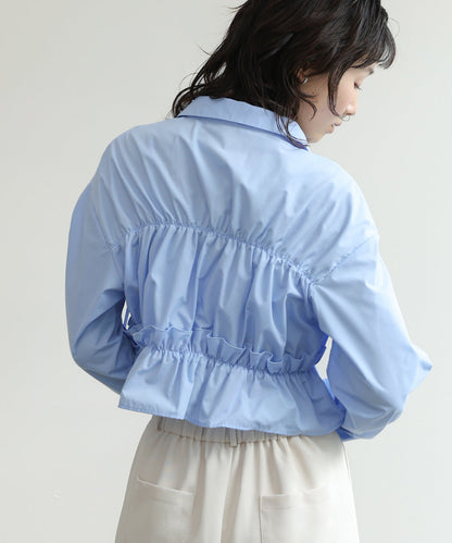 Bab Shirred Ribbon Short Blouse