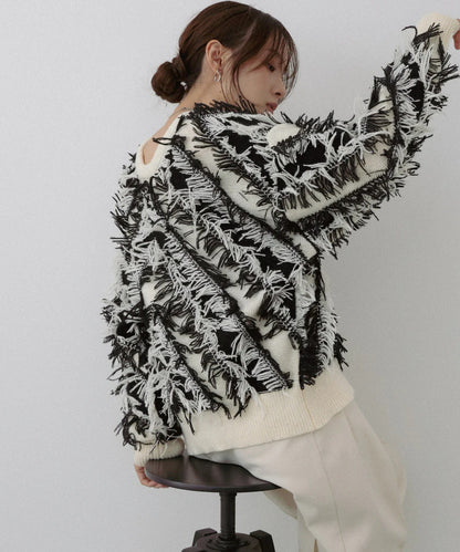 Bab 2-Way Shaggy Knit Top (Front and Back)