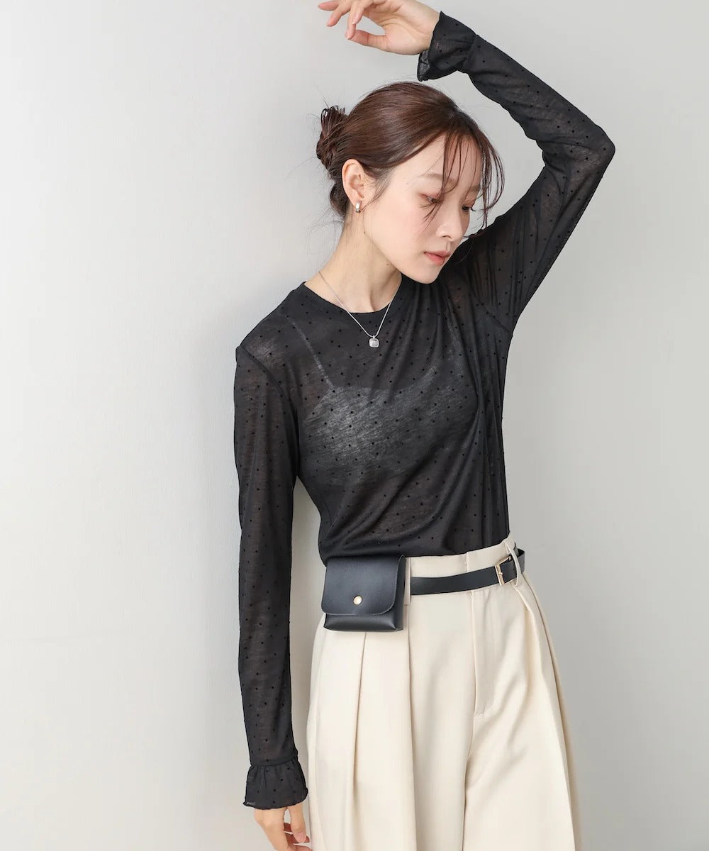 Women’s Polka Dot Long Sleeve Top – Soft Fitted Style