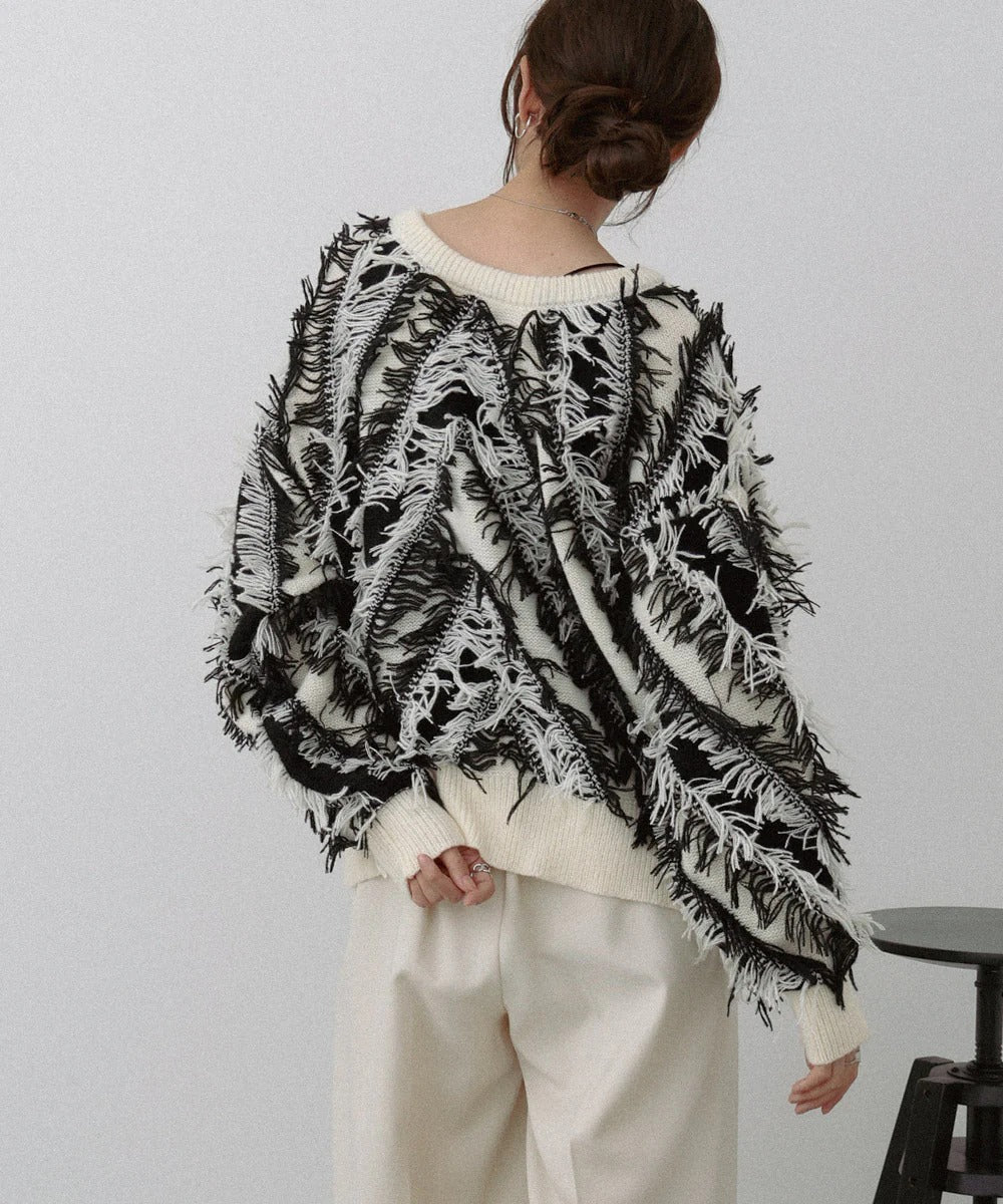 Bab 2-Way Shaggy Knit Top (Front and Back)