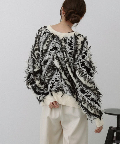 Bab 2-Way Shaggy Knit Top (Front and Back)