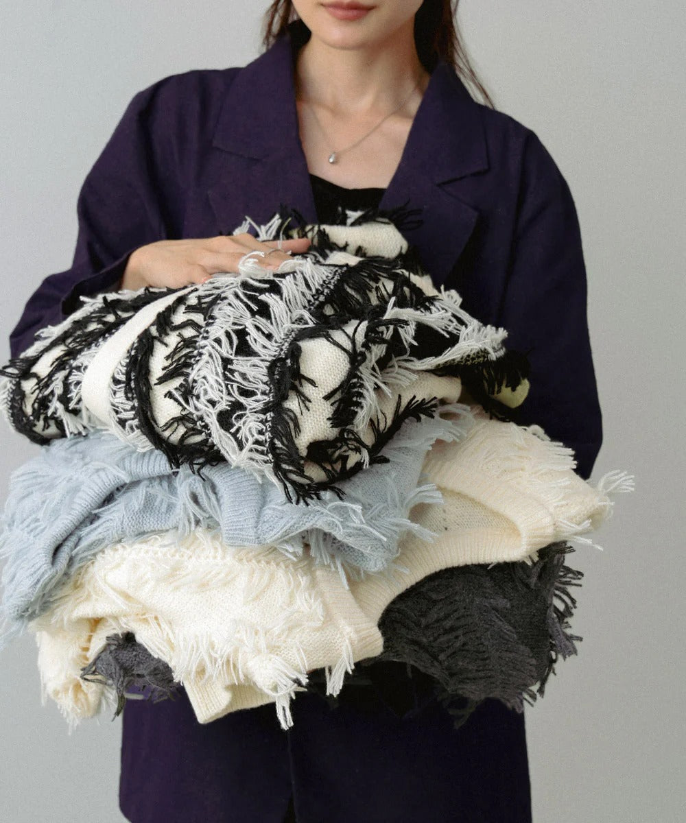 Bab 2-Way Shaggy Knit Top (Front and Back)