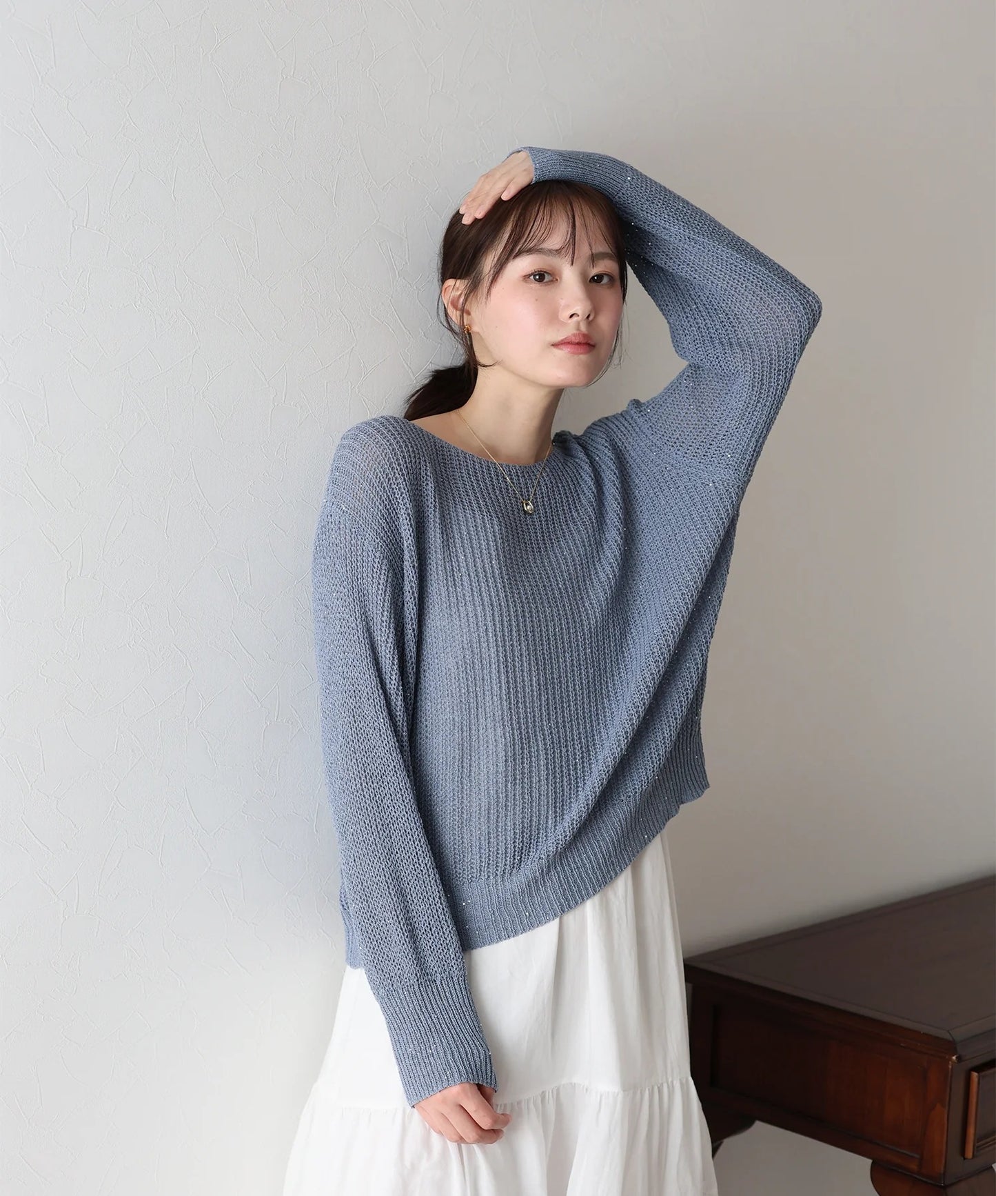 BLUE EAST Sequin Mesh Knit