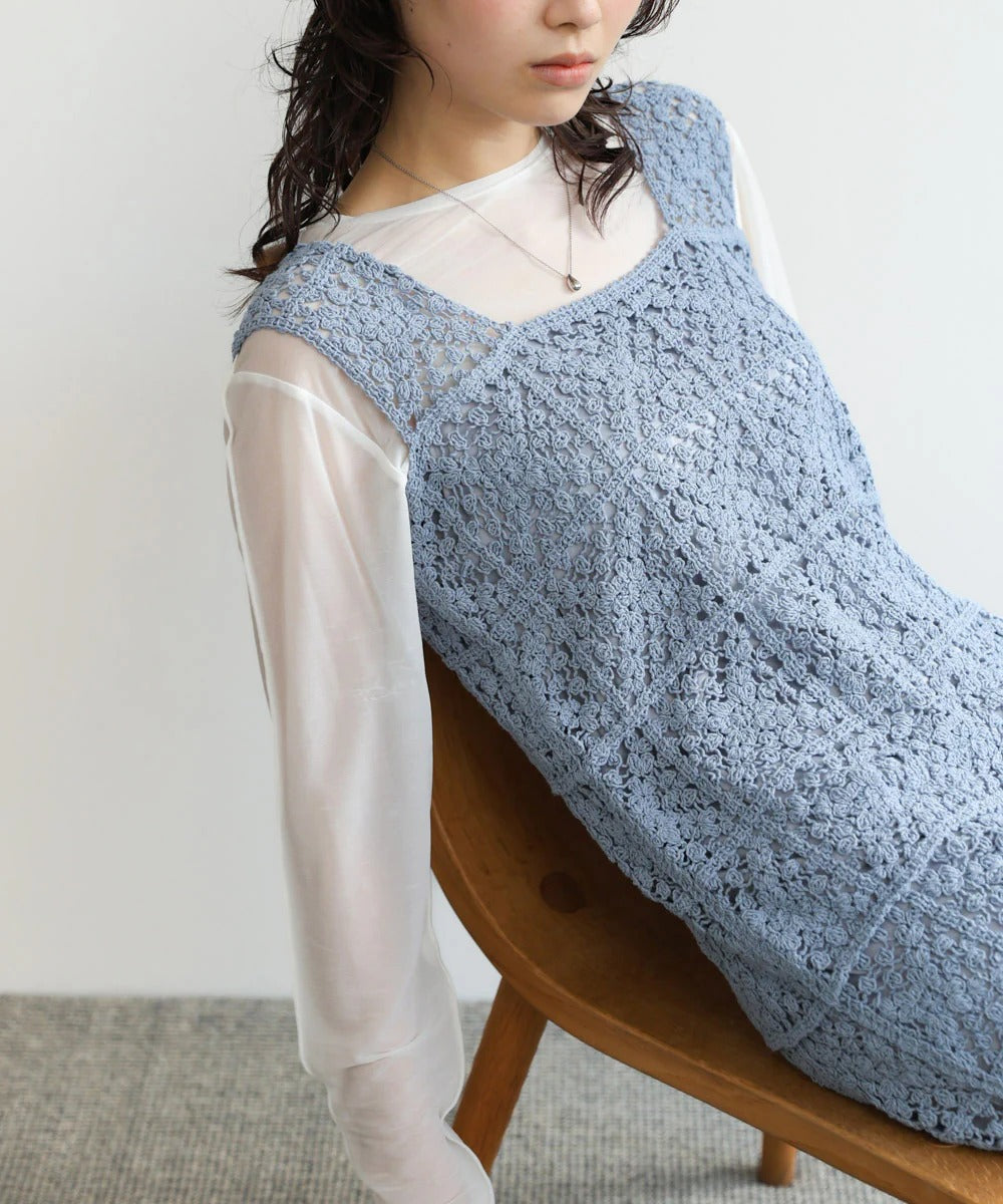 Boho Crochet Maxi Dress for Women – Sleeveless Summer Resort Style