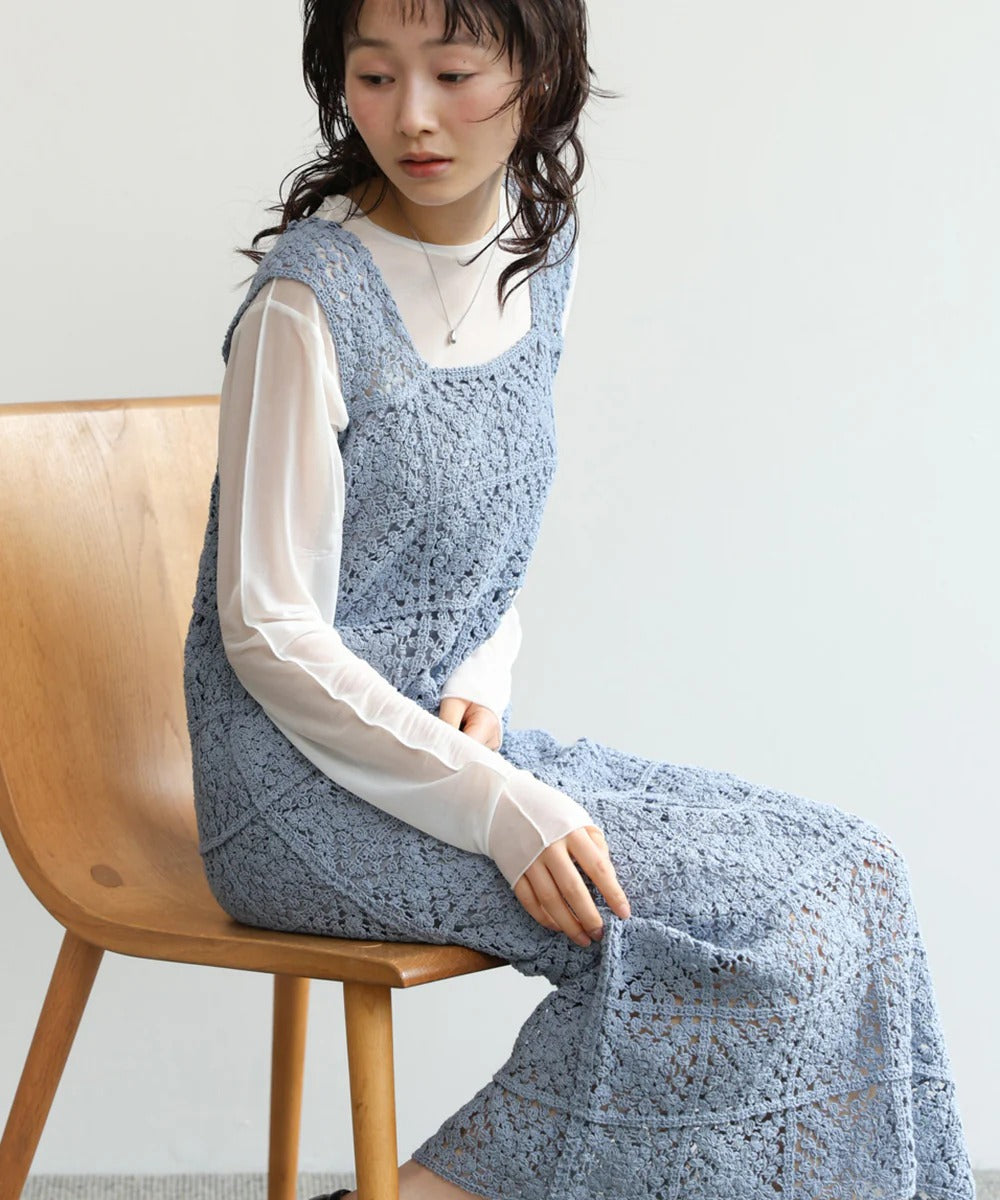 Boho Crochet Maxi Dress for Women – Sleeveless Summer Resort Style