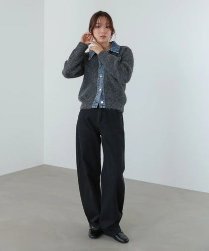 Bou Jeloud Denim Knit Cardigan