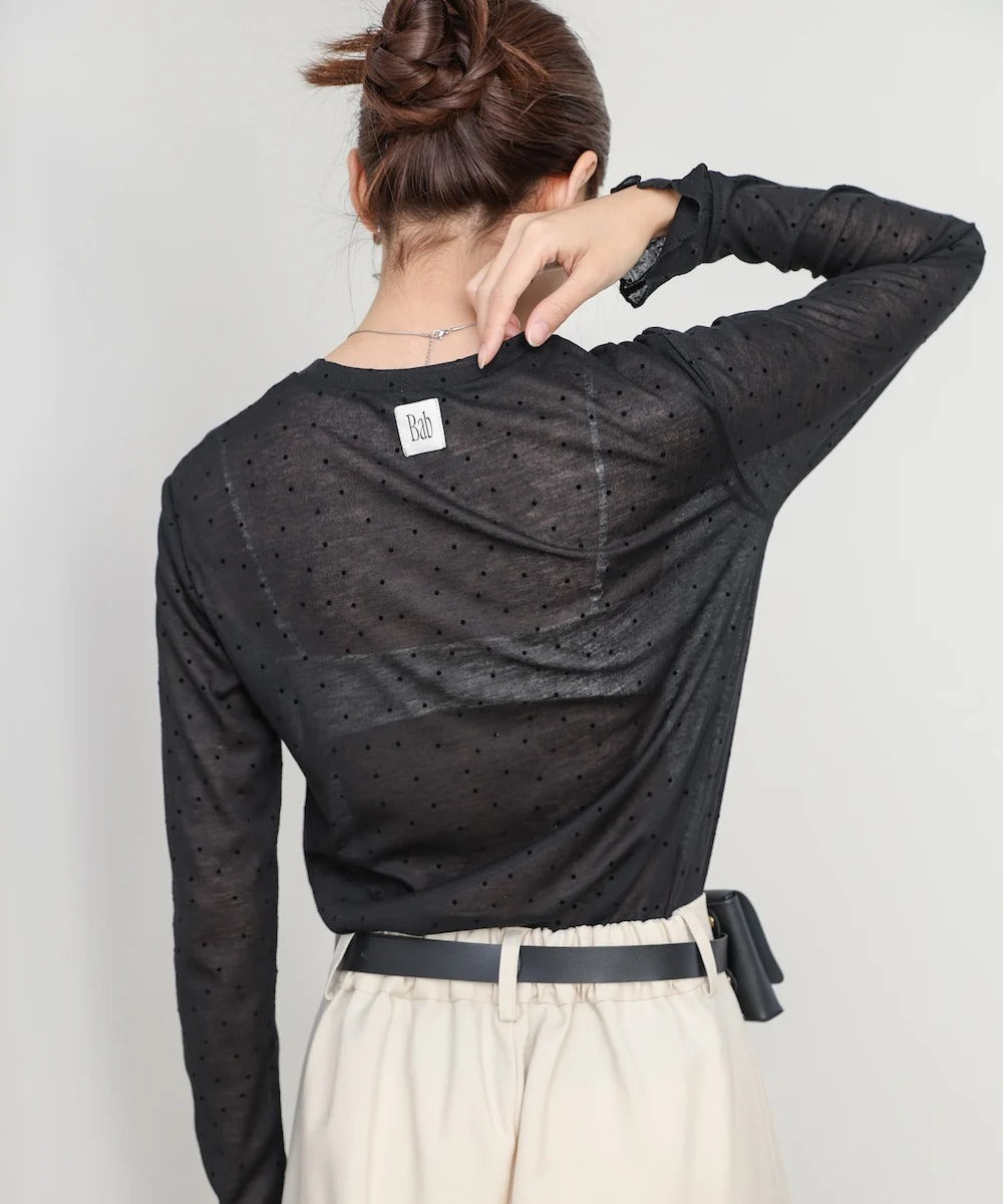 Women’s Polka Dot Long Sleeve Top – Soft Fitted Style