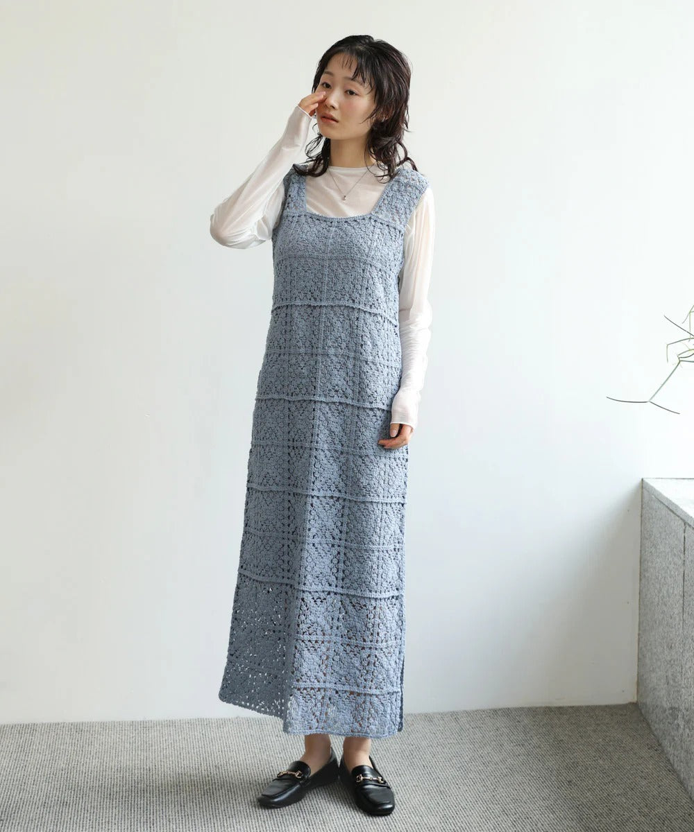 Boho Crochet Maxi Dress for Women – Sleeveless Summer Resort Style