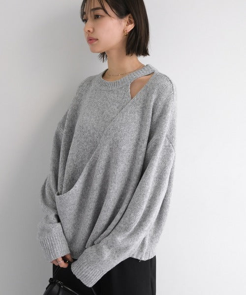 evernavy Faux Layered Long Sleeve Knit Top