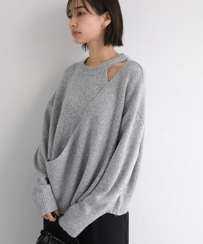evernavy Faux Layered Long Sleeve Knit Top