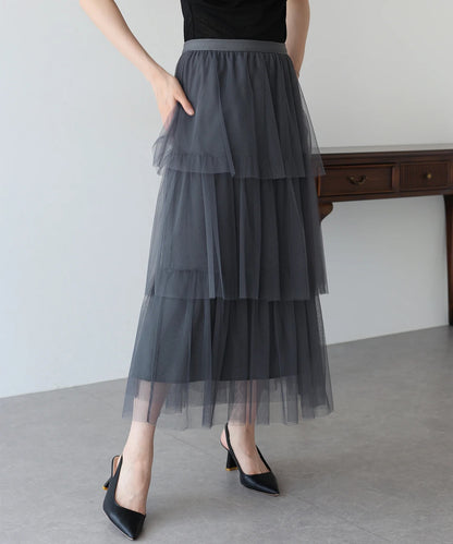 BLUE EAST Tulle Tiered Skirt