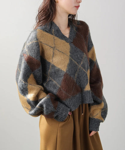 Bou Jeloud Argyle Collared Knit