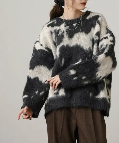 Mohair-Touch Tie-Dye Oversized Knit Pullover