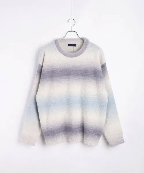 Feather Yarn Gradient Crew Knit