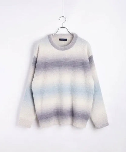 Feather Yarn Gradient Crew Knit