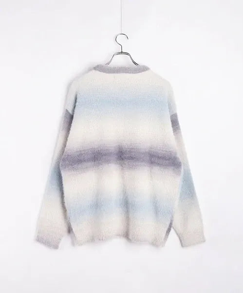 Feather Yarn Gradient Crew Knit