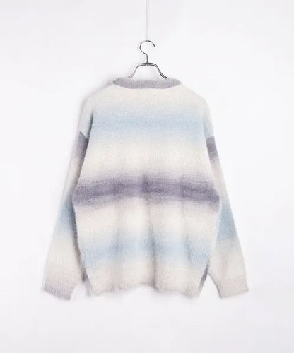 Feather Yarn Gradient Crew Knit