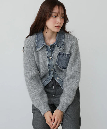 Bou Jeloud Denim Knit Cardigan
