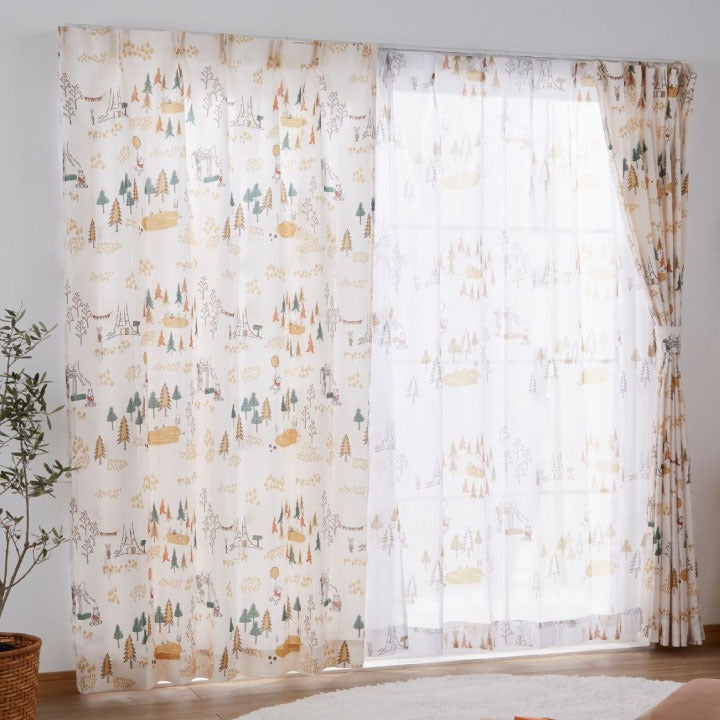 Disney Winnie the Pooh Forest Drape Curtains Set  with Lace Curtains