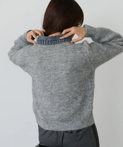 Bou Jeloud Denim Knit Cardigan