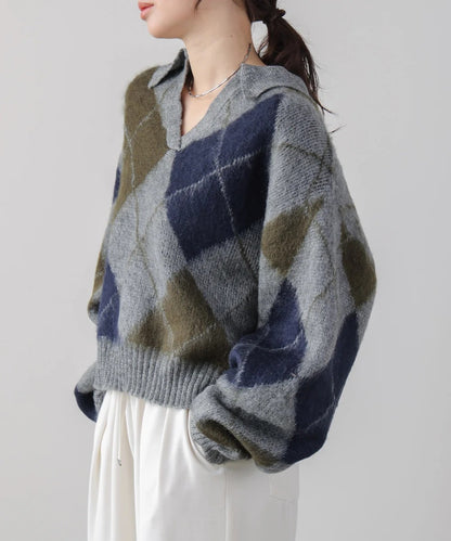 Bou Jeloud Argyle Collared Knit