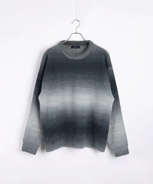 Feather Yarn Gradient Crew Knit