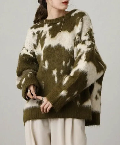 Mohair-Touch Tie-Dye Oversized Knit Pullover