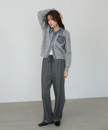 Bou Jeloud Denim Knit Cardigan