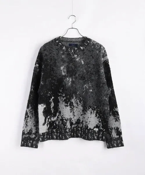 Wool-Mix Abstract Splash Stretch Crew Knit