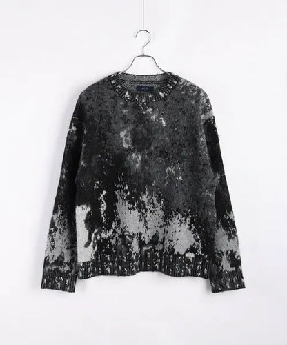 Wool-Mix Abstract Splash Stretch Crew Knit