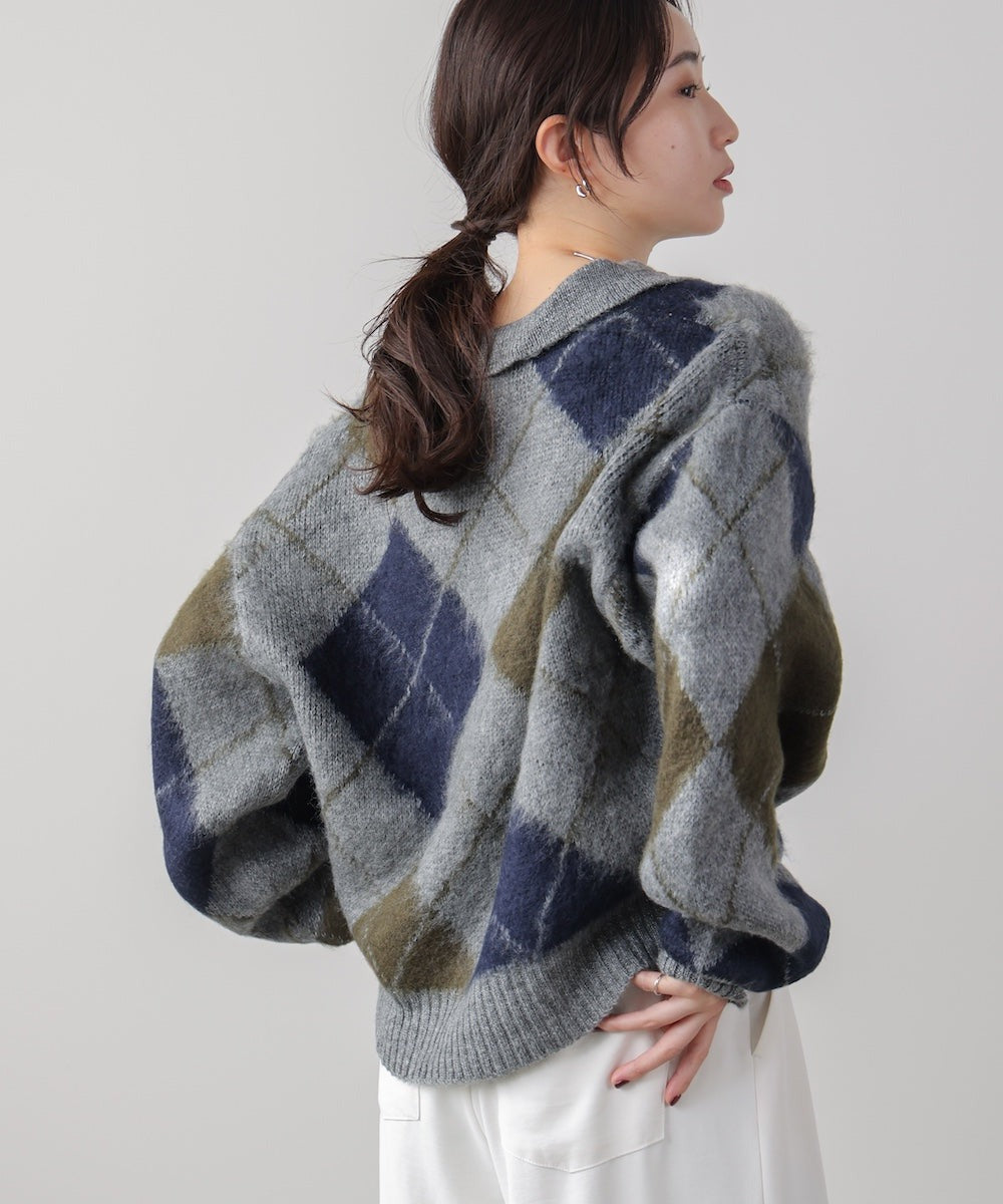 Bou Jeloud Argyle Collared Knit