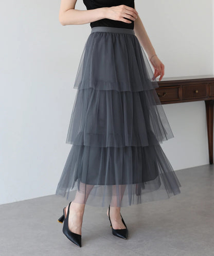 BLUE EAST Tulle Tiered Skirt
