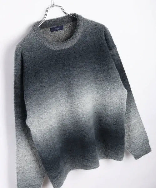 Feather Yarn Gradient Crew Knit