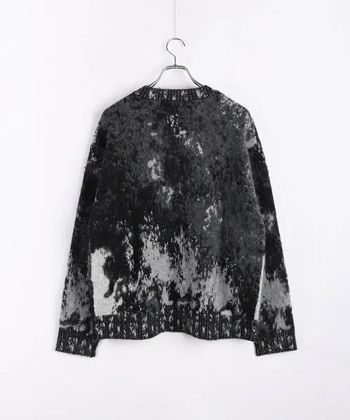 Wool-Mix Abstract Splash Stretch Crew Knit