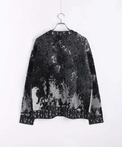 Wool-Mix Abstract Splash Stretch Crew Knit