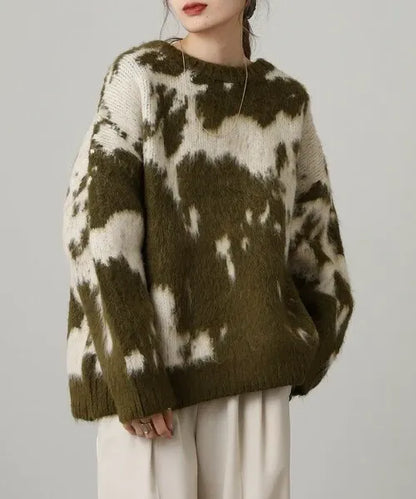 Mohair-Touch Tie-Dye Oversized Knit Pullover