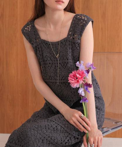 Boho Crochet Maxi Dress for Women – Sleeveless Summer Resort Style