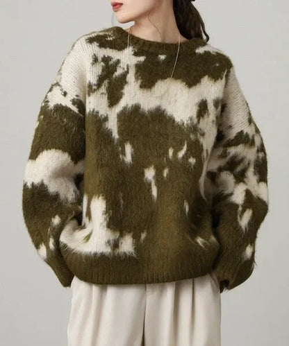 Mohair-Touch Tie-Dye Oversized Knit Pullover