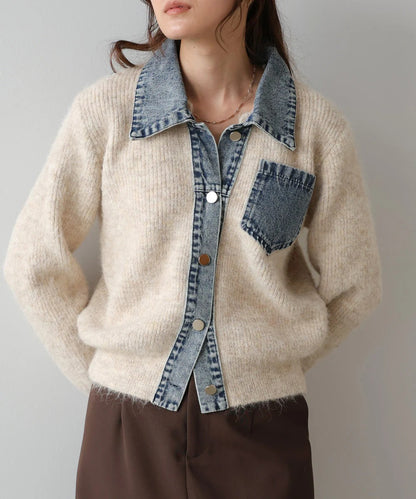 Bou Jeloud Denim Knit Cardigan