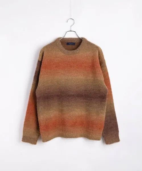 Feather Yarn Gradient Crew Knit