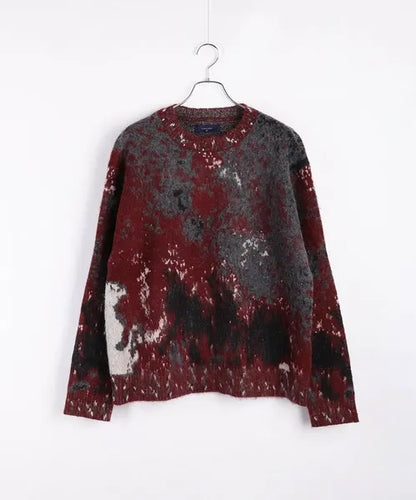 Wool-Mix Abstract Splash Stretch Crew Knit