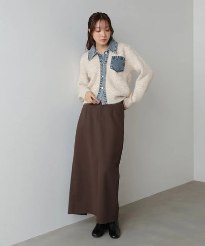 Bou Jeloud Denim Knit Cardigan